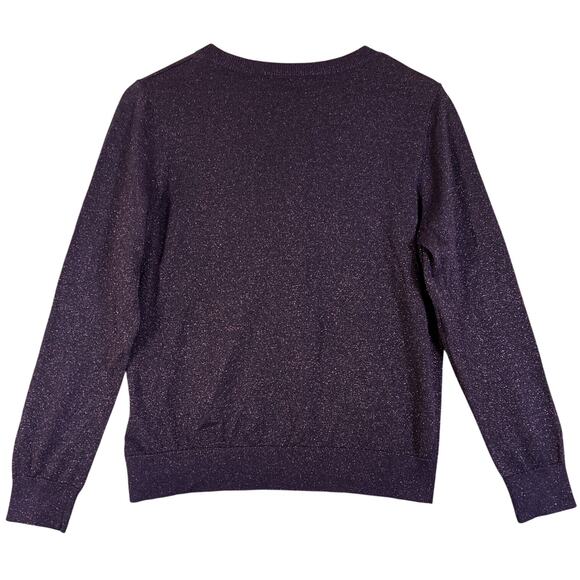 Talbots Metallic Cardigan PL Purple Button Up Petite Large Long Sleeve NEW - Picture 2 of 10